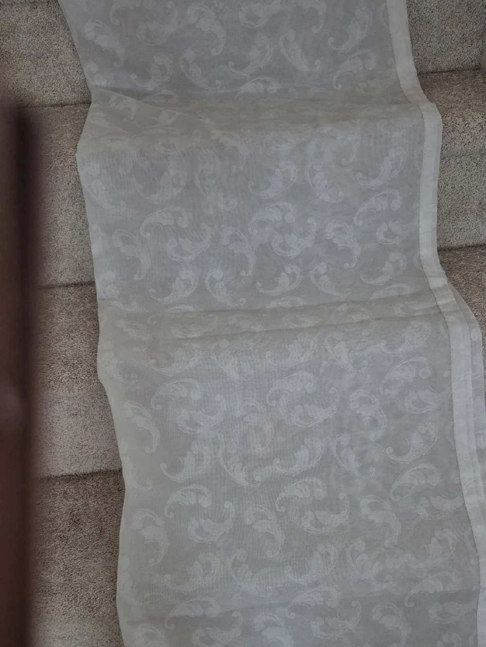 White Semi Sheer Jacquard Curtain Panel 42x64